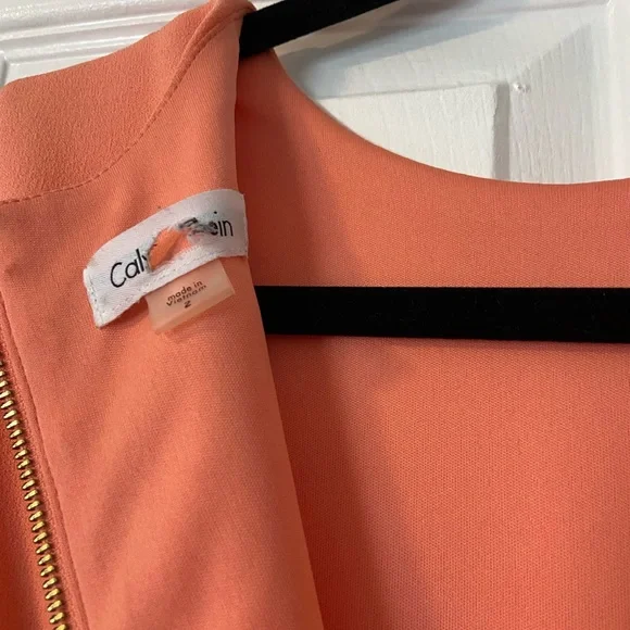 Salmon color Calvin Klein dress hemmed! Worn once for wedding - Picture 2 of 5